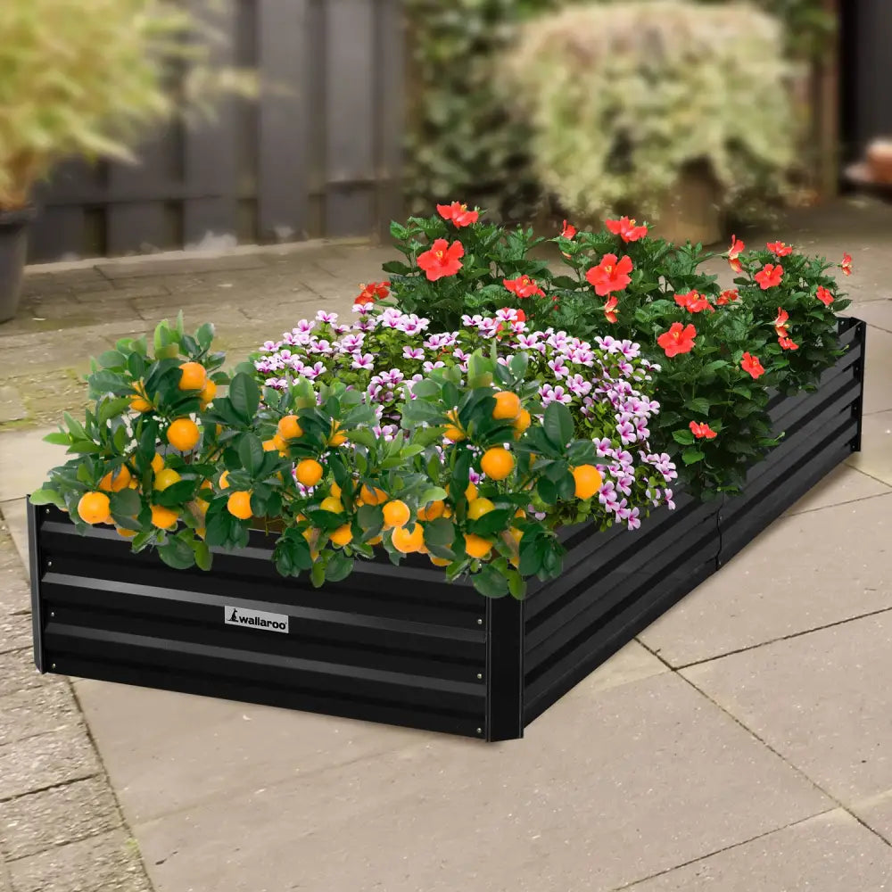 Wallaroo Garden Bed 210 x 90 x 30cm Galvanized Steel - Black - Home & Garden > Garden Beds