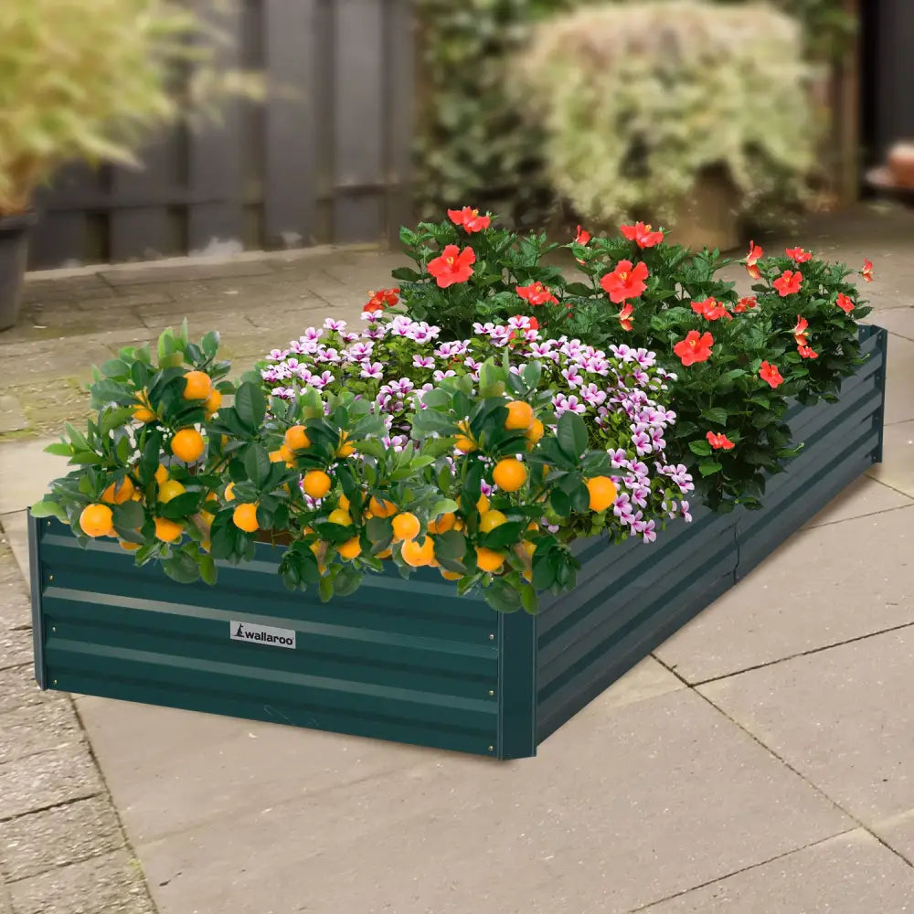 Wallaroo Garden Bed 210 x 90 x 30cm Galvanized Steel - Green - Home & Garden > Garden Beds