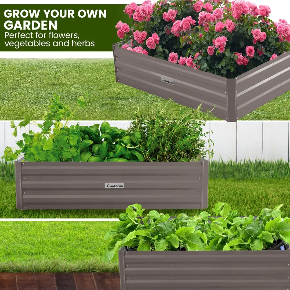 Wallaroo Garden Bed 210 x 90 x 30cm Galvanized Steel - Grey - Home & Garden > Garden Beds