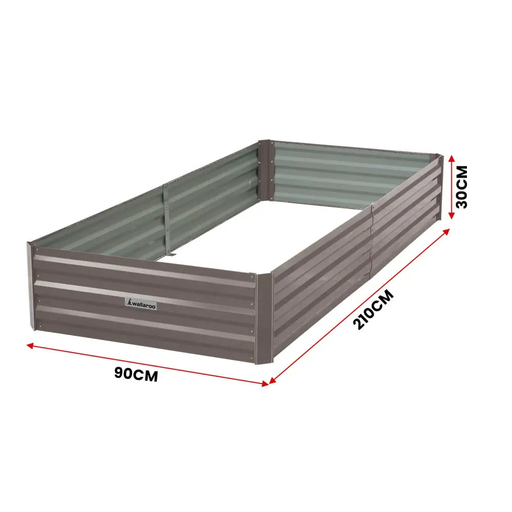 Wallaroo Garden Bed 210 x 90 x 30cm Galvanized Steel - Grey - Home & Garden > Garden Beds