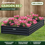 Wallaroo Garden Bed 240 x 120 x 30cm Galvanized Steel - Black - Home & Garden > Garden Beds