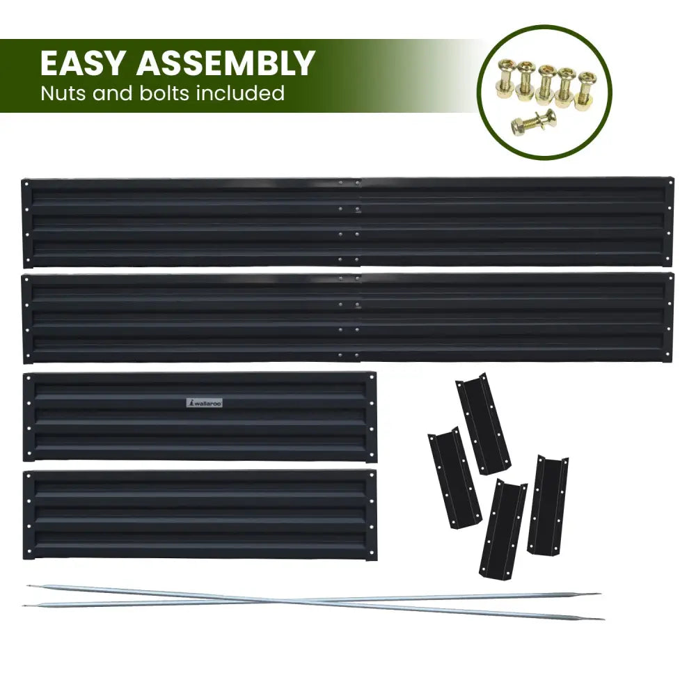 Wallaroo Garden Bed 240 x 120 x 30cm Galvanized Steel - Black - Home & Garden > Garden Beds