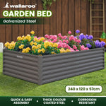 Wallaroo Garden Bed 240 x 120 x 57cm Galvanized Steel - Grey - Home & Garden > Garden Beds