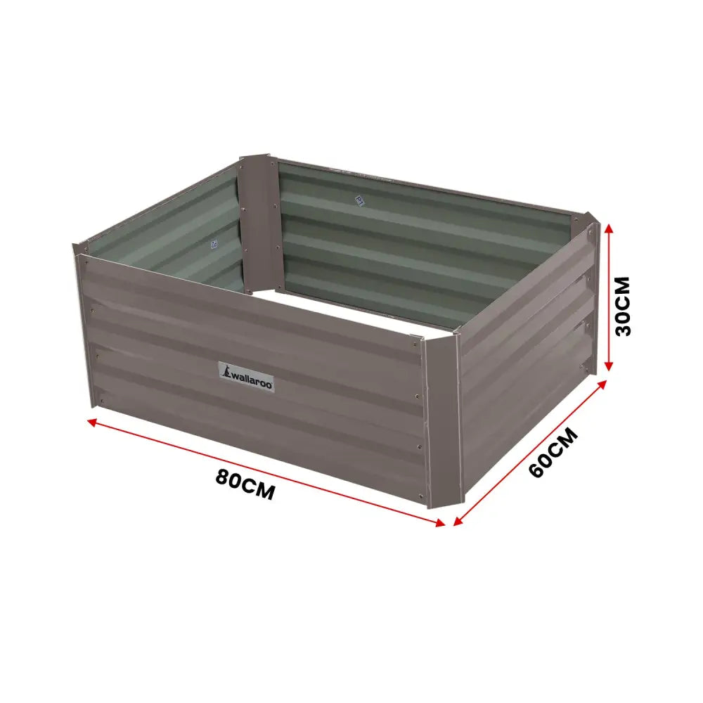 Wallaroo Garden Bed 80 x 60 x 30cm Galvanized Steel - Grey - Home & Garden > Garden Beds