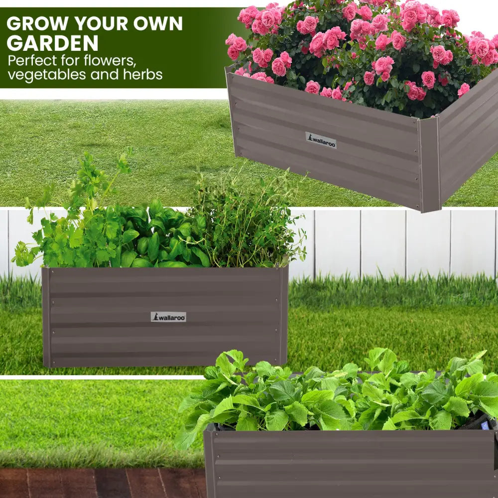 Wallaroo Garden Bed 80 x 60 x 30cm Galvanized Steel - Grey - Home & Garden > Garden Beds