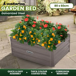 Wallaroo Garden Bed 80 x 60 x 30cm Galvanized Steel - Grey - Home & Garden > Garden Beds