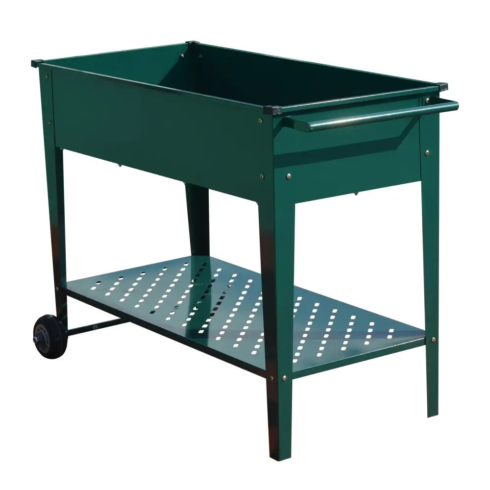 Wallaroo Garden Bed Cart Raised Planter Box 108.5 x 50.5 x 80cm Galvanized Steel - Green - Home & Garden > Garden Beds