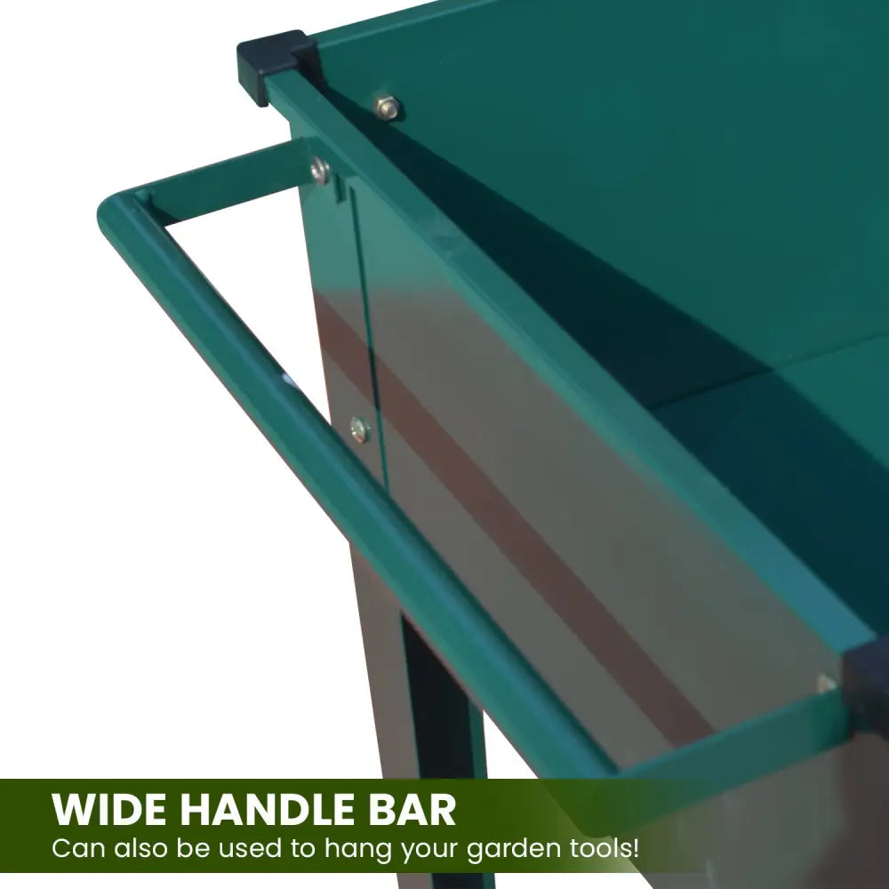 Wallaroo Garden Bed Cart Raised Planter Box 108.5 x 50.5 x 80cm Galvanized Steel - Green - Home & Garden > Garden Beds