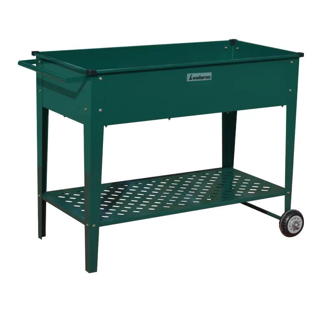 Wallaroo Garden Bed Cart Raised Planter Box 108.5 x 50.5 x 80cm Galvanized Steel - Green - Home & Garden > Garden Beds