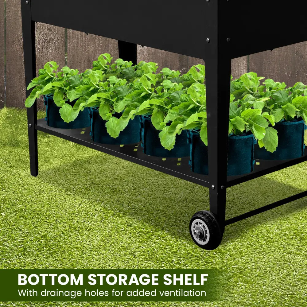 Wallaroo Garden Bed Raised 108.5 x 50.5 x 80cm Galvanized Steel Black - Home & Garden > Garden Beds