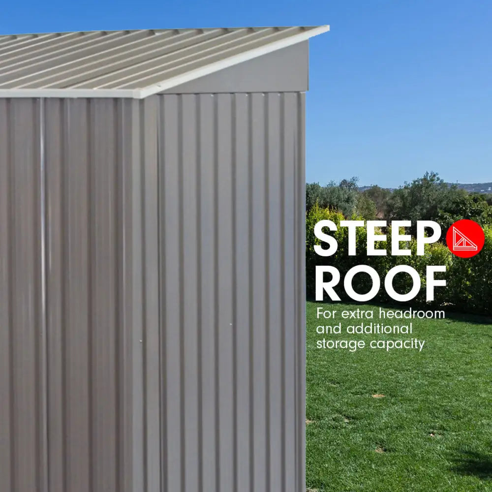 Wallaroo Garden Shed Flat 4ft x 6ft Outdoor Storage Shelter - Grey - Home & Garden > Storage