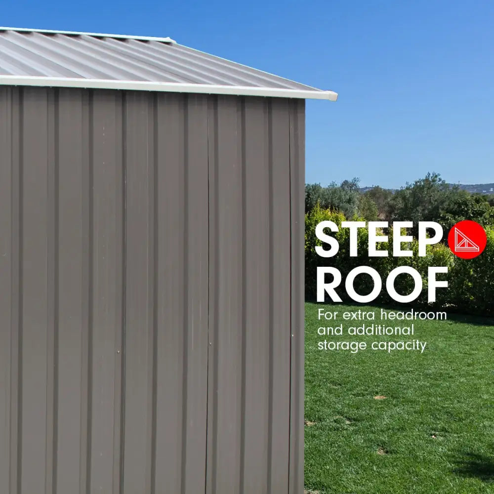 Wallaroo Garden Shed Spire Roof 4ft x 6ft Outdoor Storage Shelter - Grey - Home & Garden > Storage