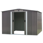 Wallaroo Garden Shed Spire Roof 8ft x 8ft Outdoor Storage Shelter - Grey - Home & Garden > Storage
