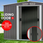 Wallaroo Garden Shed Spire Roof 8ft x 8ft Outdoor Storage Shelter - Grey - Home & Garden > Storage