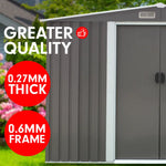 Wallaroo Garden Shed Spire Roof 8ft x 8ft Outdoor Storage Shelter - Grey - Home & Garden > Storage