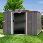 Wallaroo Garden Shed Spire Roof 8ft x 8ft Outdoor Storage Shelter - Grey - Home & Garden > Storage