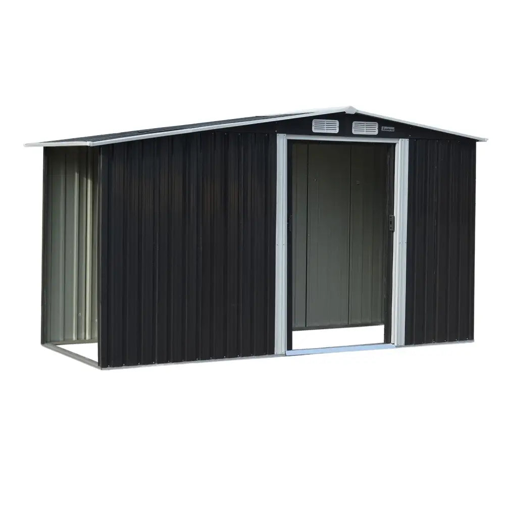 Wallaroo Garden Shed with Semi-Close Storage 4*8FT - Black - Home & Garden > Storage