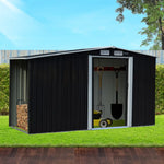 Wallaroo Garden Shed with Semi-Close Storage 4*8FT - Black - Home & Garden > Storage