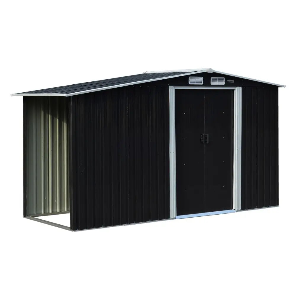 Wallaroo Garden Shed with Semi-Close Storage 4*8FT - Black - Home & Garden > Storage
