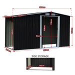 Wallaroo Garden Shed with Semi-Close Storage 4*8FT - Black - Home & Garden > Storage