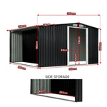 Wallaroo Garden Shed with Semi-Closed Storage 10*8FT - Black - Home & Garden > Storage