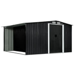 Wallaroo Garden Shed with Semi-Closed Storage 10*8FT - Black - Home & Garden > Storage