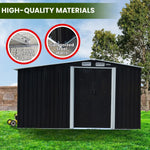 Wallaroo Garden Shed with Semi-Closed Storage 10*8FT - Black - Home & Garden > Storage