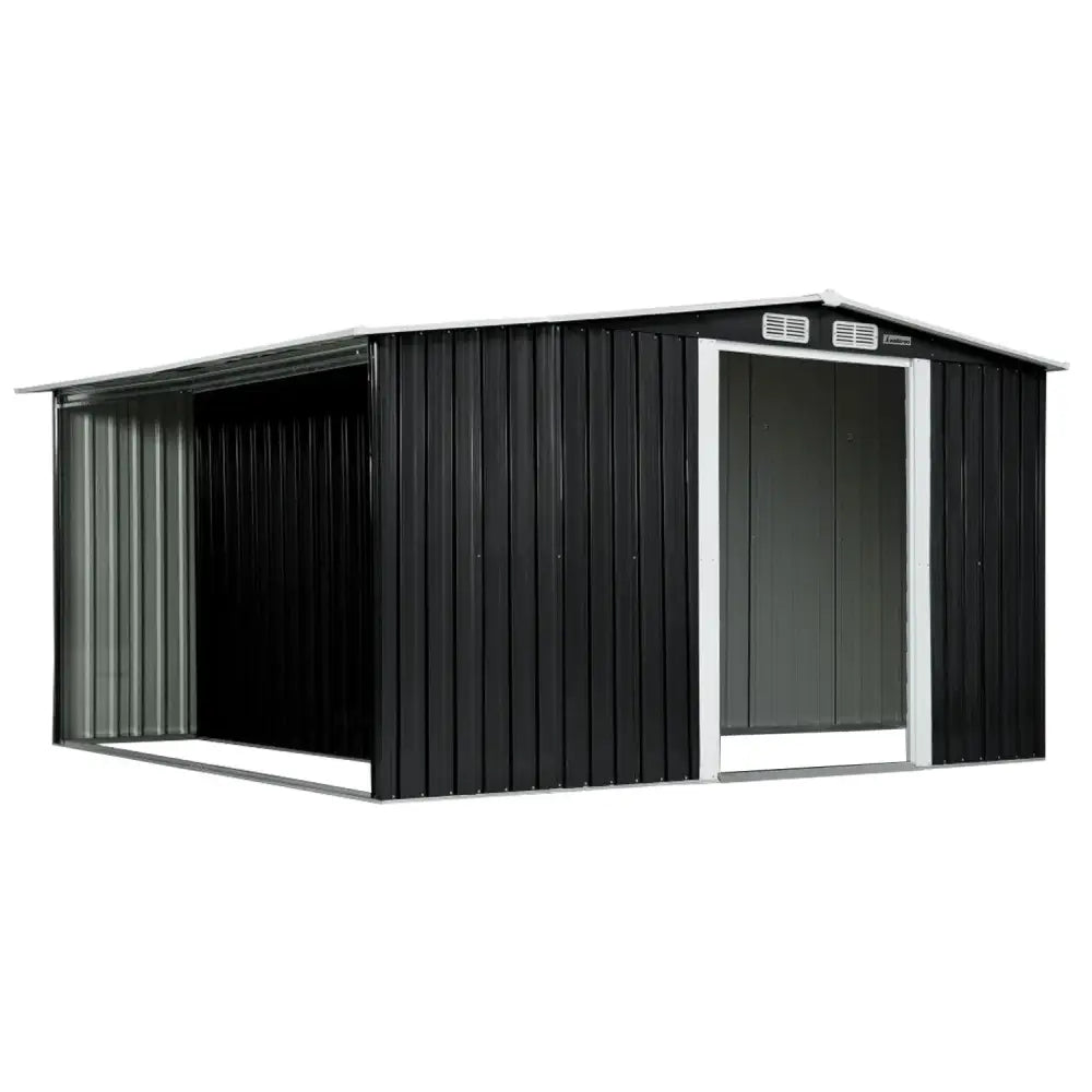 Wallaroo Garden Shed with Semi-Closed Storage 8*8FT - Black - Home & Garden > Storage