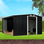 Wallaroo Garden Shed with Semi-Closed Storage 8*8FT - Black - Home & Garden > Storage