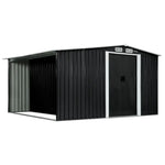 Wallaroo Garden Shed with Semi-Closed Storage 8*8FT - Black - Home & Garden > Storage