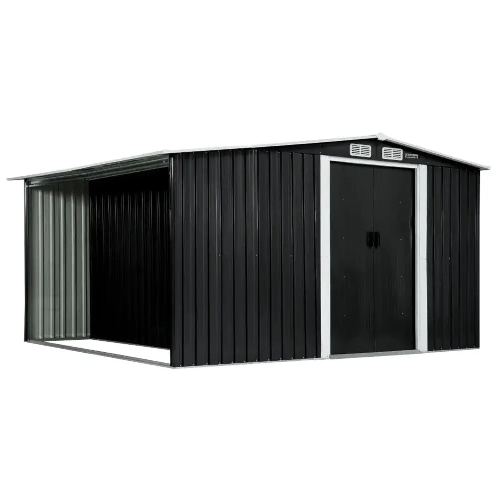 Wallaroo Garden Shed with Semi-Closed Storage 8*8FT - Black - Home & Garden > Storage