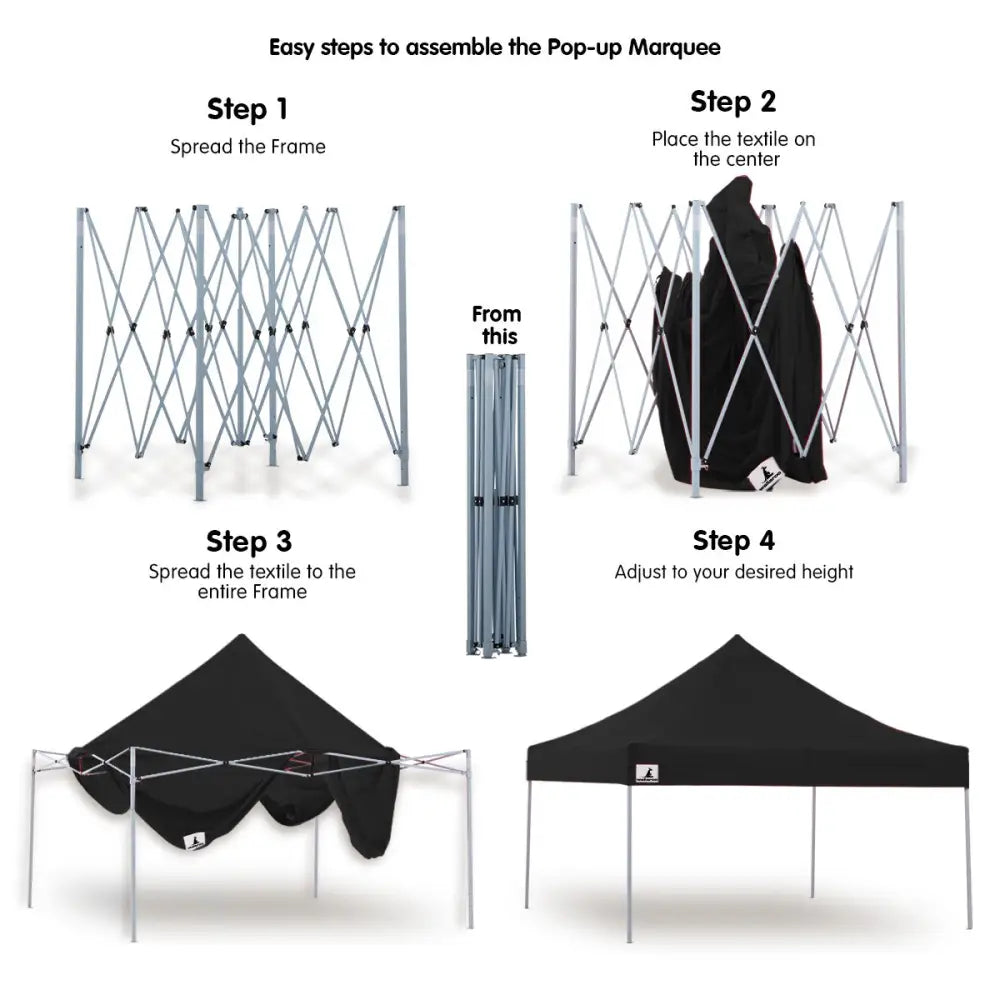 Wallaroo Gazebo Tent Marquee 3x3 PopUp Outdoor Black - Home & Garden > Shading