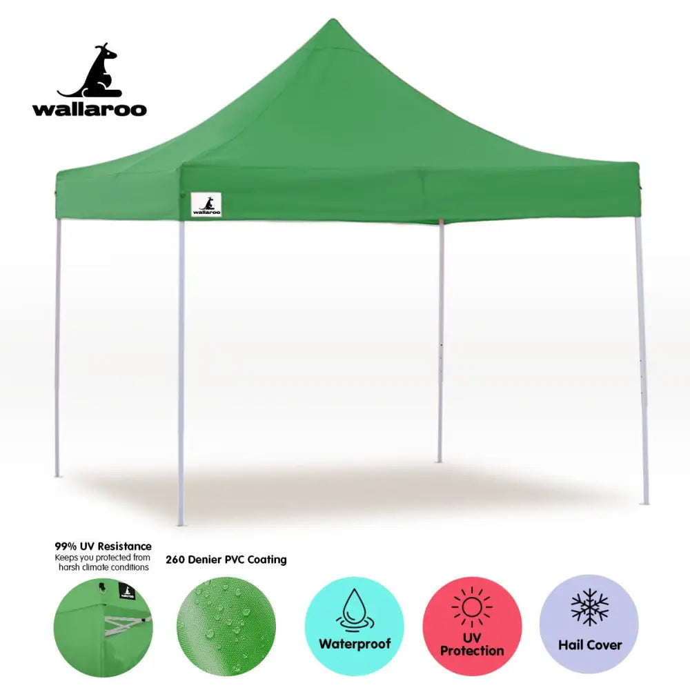 Wallaroo Gazebo Tent Marquee 3x3 Popup Outdoor - Green - Home & Garden > Shading