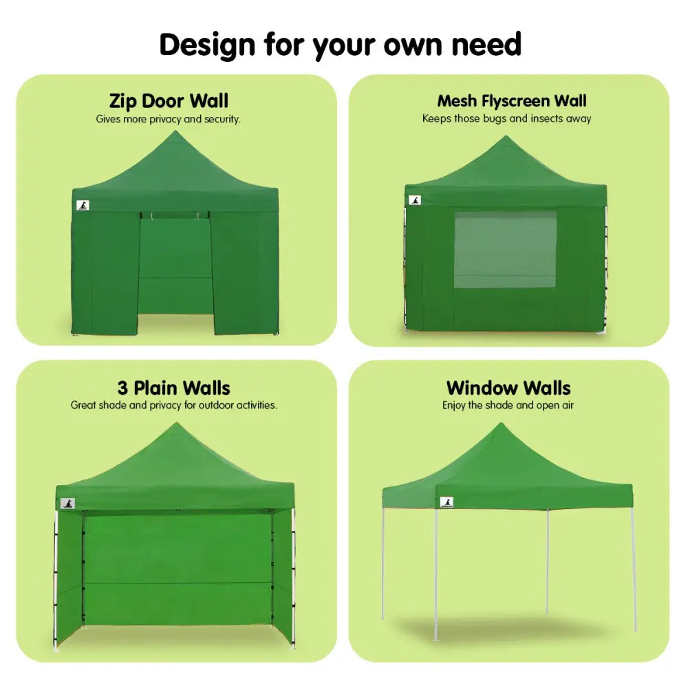 Wallaroo Gazebo Tent Marquee 3x3 Popup Outdoor - Green - Home & Garden > Shading