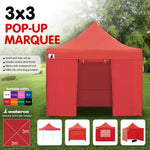 Wallaroo Gazebo Tent Marquee 3x3 PopUp Outdoor Red - Home & Garden > Shading