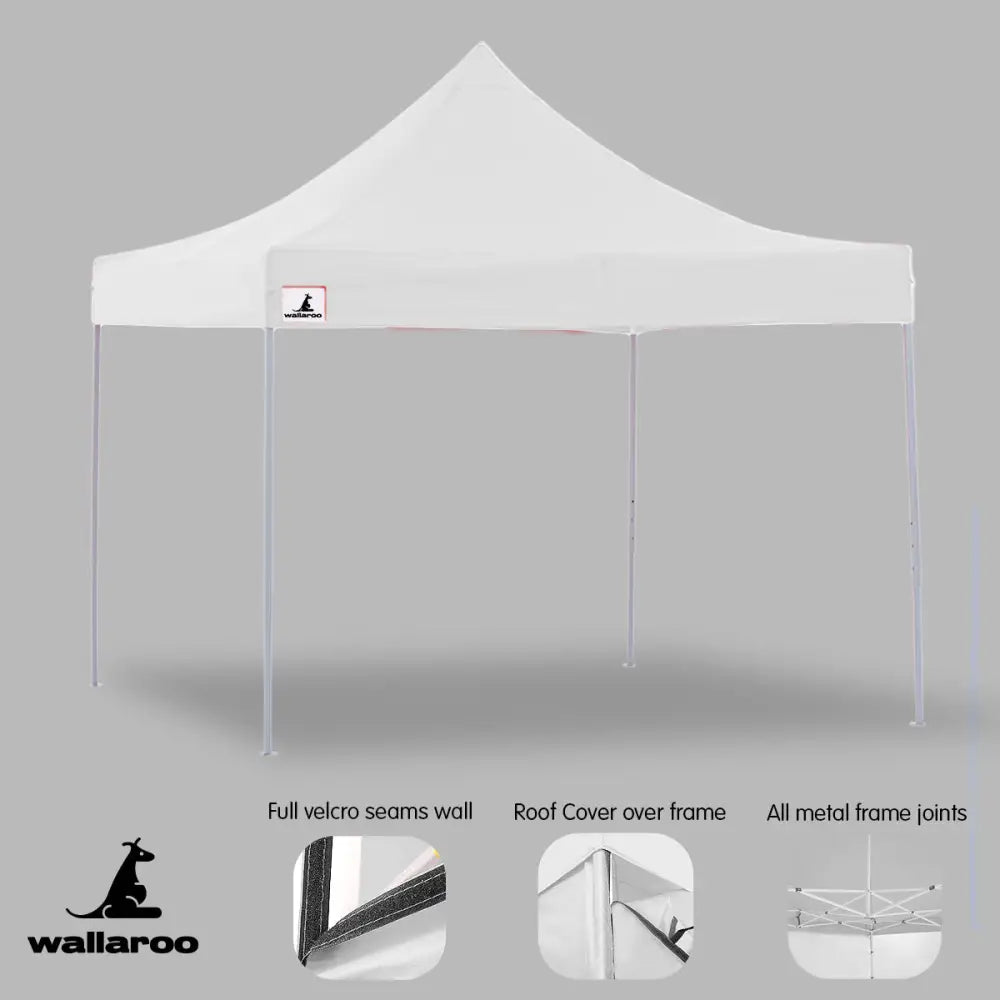 Wallaroo Gazebo Tent Marquee 3x3 PopUp Outdoor Wallaroo White - Home & Garden > Shading