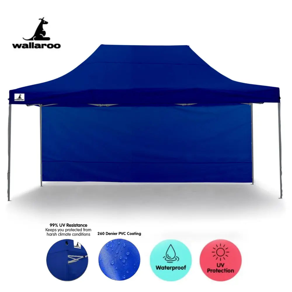Wallaroo Gazebo Tent Marquee 3x4.5m PopUp Outdoor Blue - Home & Garden > Shading