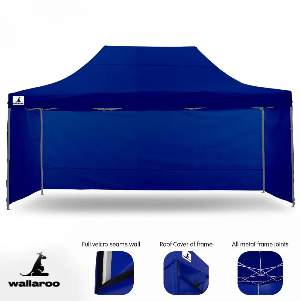 Wallaroo Gazebo Tent Marquee 3x4.5m PopUp Outdoor Blue - Home & Garden > Shading