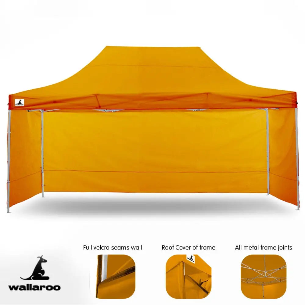 Wallaroo Gazebo Tent Marquee 3x4.5m PopUp Outdoor Orange - Home & Garden > Shading