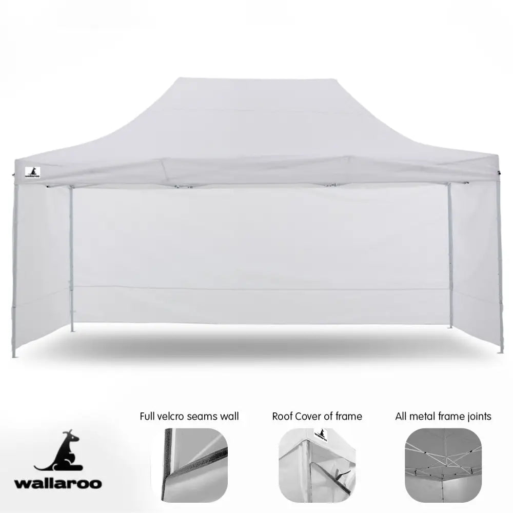 Wallaroo Gazebo Tent Marquee 3x4.5m PopUp Outdoor White - Home & Garden > Shading