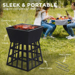 Wallaroo Outdoor Fire Pit for BBQ Grilling Cooking Camping- Portable Brazier with Reversible Stand for Backyard - Home