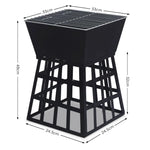 Wallaroo Outdoor Fire Pit for BBQ Grilling Cooking Camping- Portable Brazier with Reversible Stand for Backyard - Home