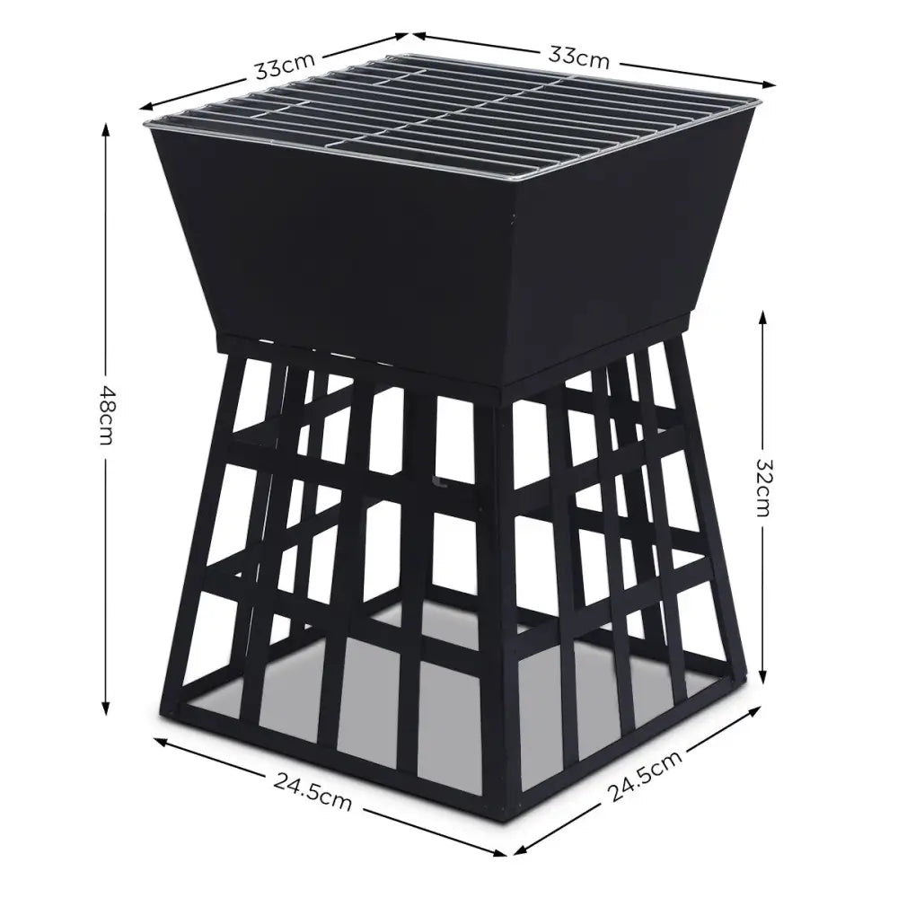 Wallaroo Outdoor Fire Pit for BBQ Grilling Cooking Camping- Portable Brazier with Reversible Stand for Backyard - Home