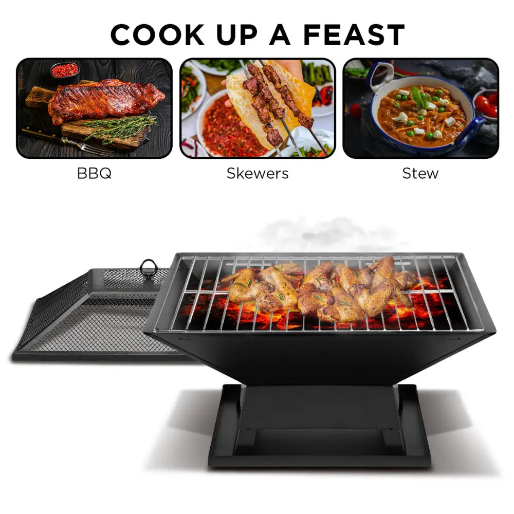 Wallaroo Portable Outdoor Fire Pit for BBQ Grilling Cooking Camping - Home & Garden > BBQ