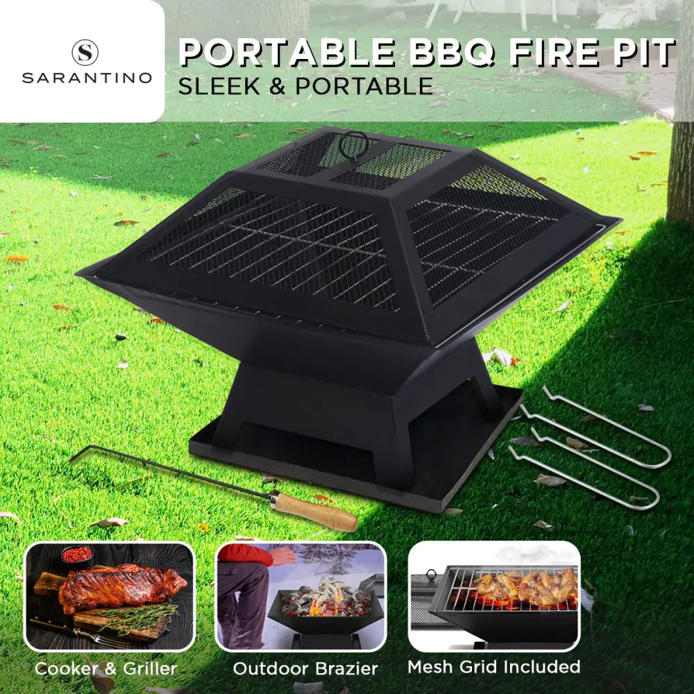 Wallaroo Portable Outdoor Fire Pit for BBQ Grilling Cooking Camping - Home & Garden > BBQ