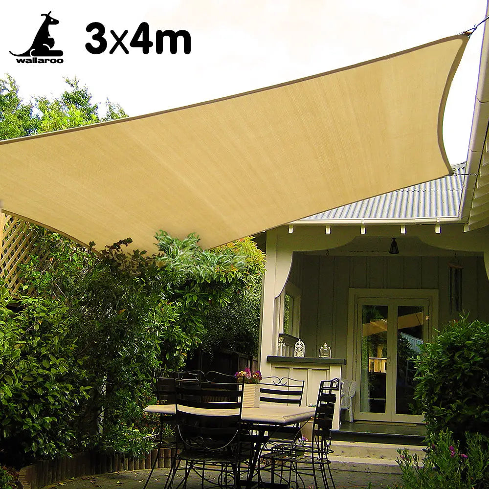 Wallaroo Rectangular Shade Sail Sand: 3m x 4m - Home & Garden > Shading