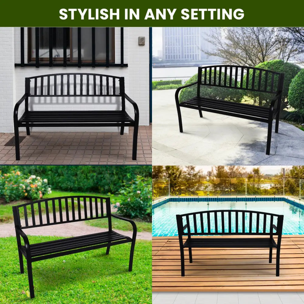 Wallaroo Steel Outdoor Garden Bench - Classic - Home & Garden > Garden Furniture