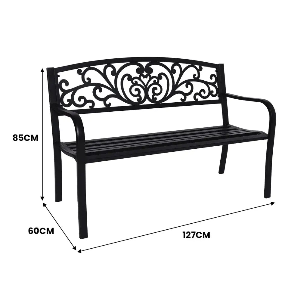 Wallaroo Steel Outdoor Garden Bench - Floral - Home & Garden > Garden Furniture