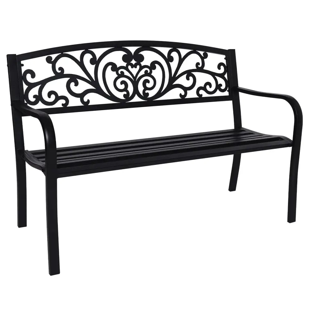 Wallaroo Steel Outdoor Garden Bench - Floral - Home & Garden > Garden Furniture