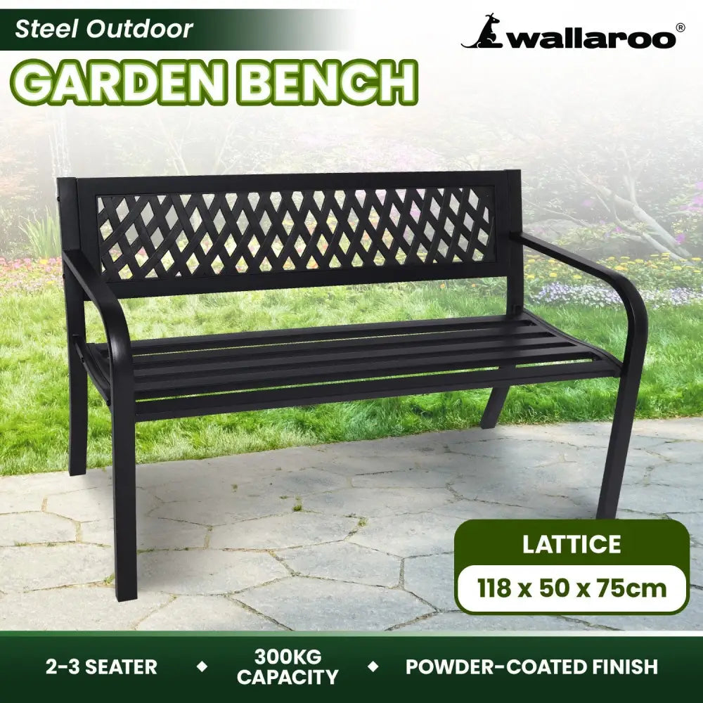 Wallaroo Steel Outdoor Garden Bench - Lattice - Furniture > Outdoor > Outdoor Sofas & Lounge Sets